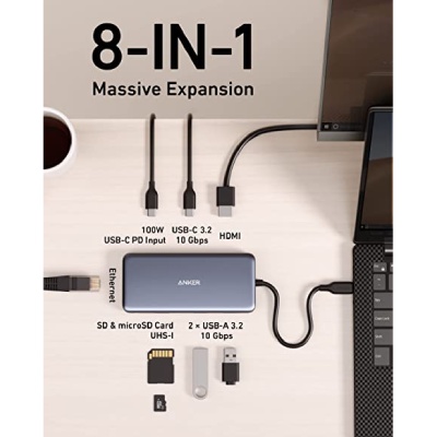 USB Hub - (8-in-1) with 4K 60Hz HDMI Port