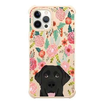 Black Labrador Retriever Floral Cell Phone Case