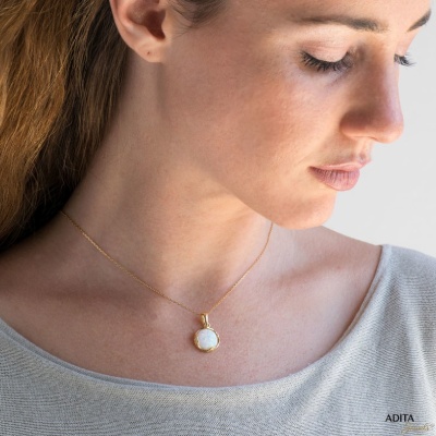 Opal Necklace - 14K Gold Plated Silver Necklace